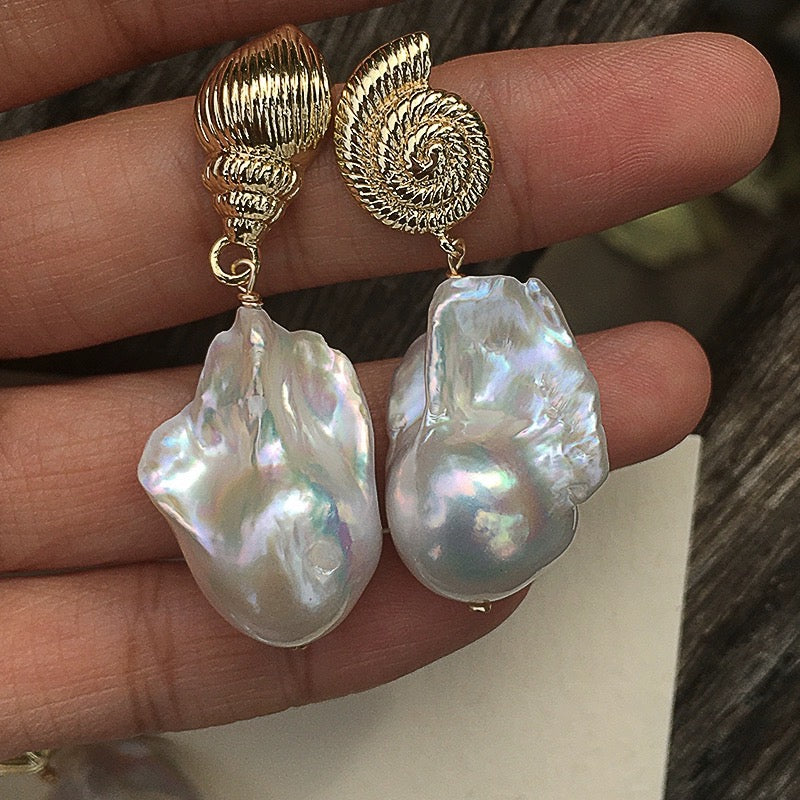 Baroque Pearl Shell Earrings