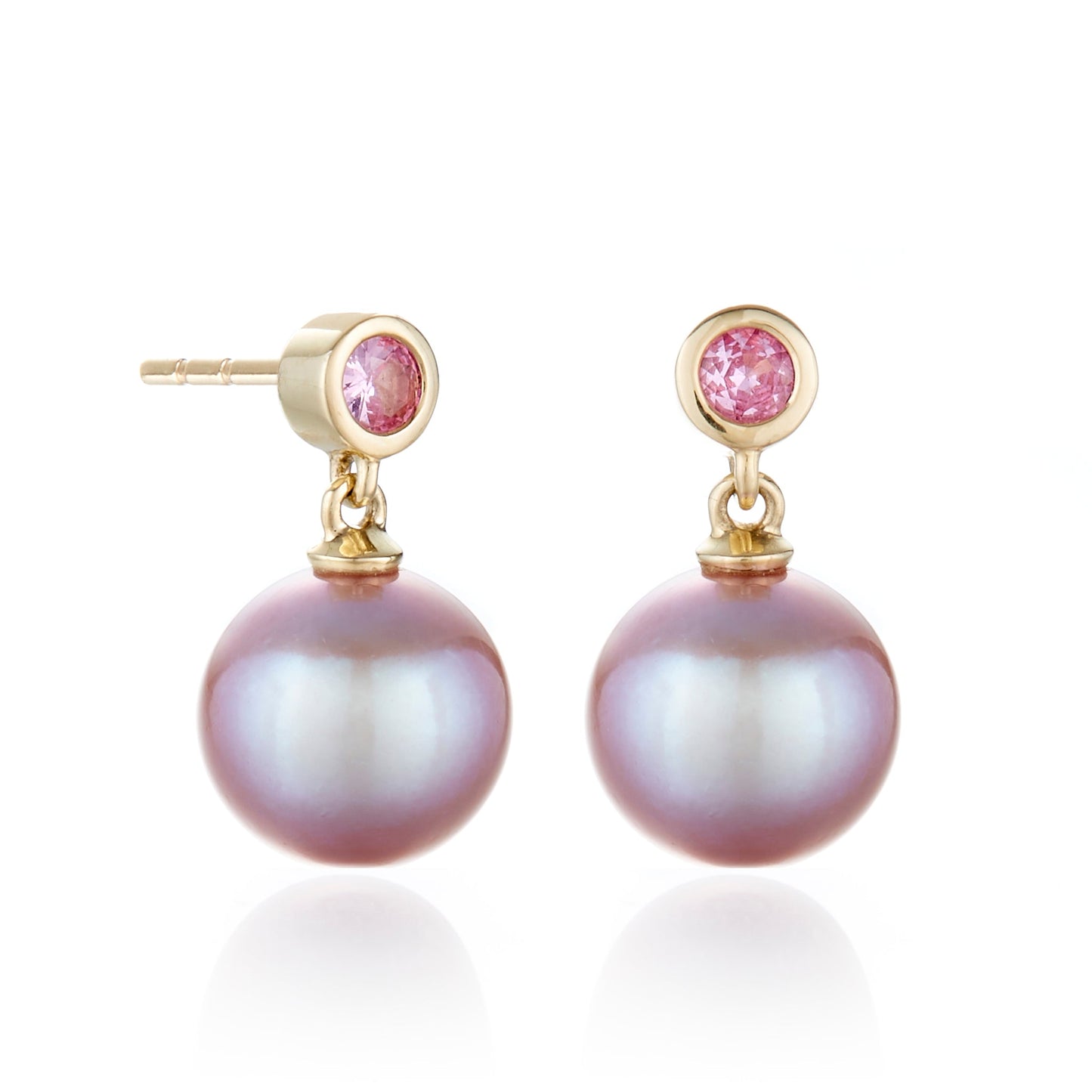 Pink Sapphire and Pink Pearl Earrings