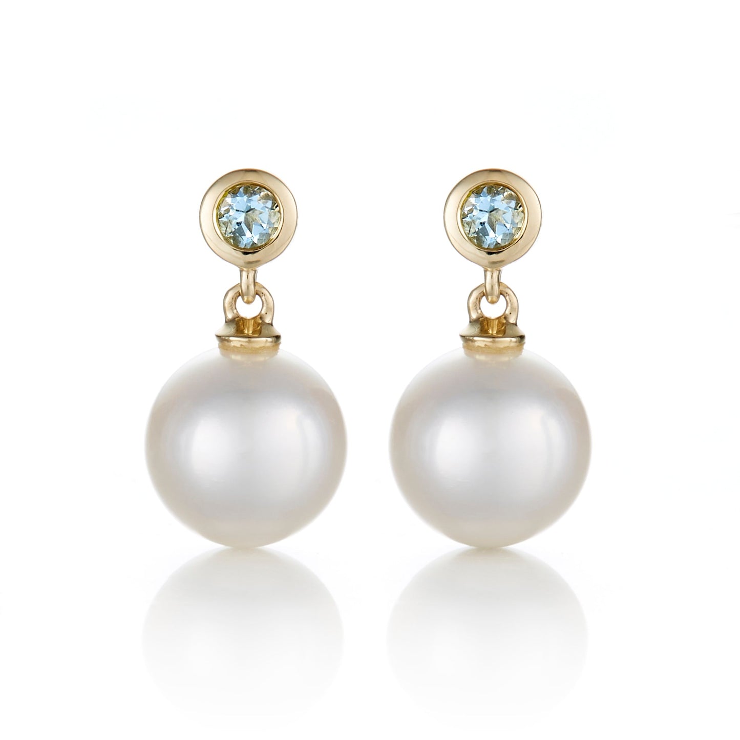 Aquamarine and White Pearl Earrings