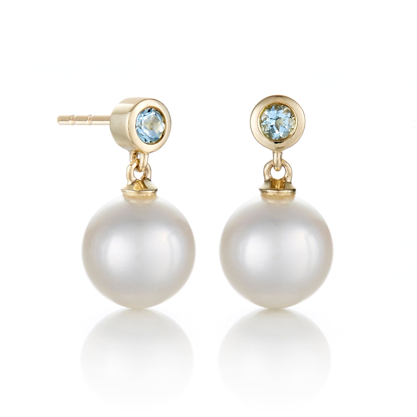 Aquamarine and White Pearl Earrings