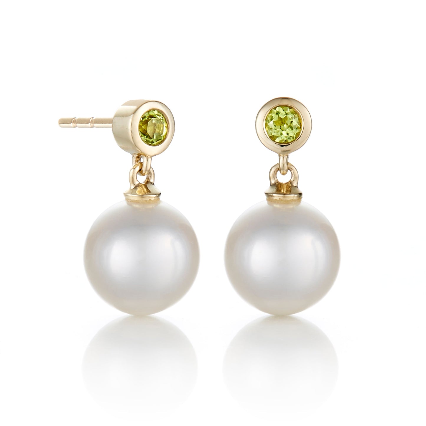 Peridot and White Pearl Dangle Earrings