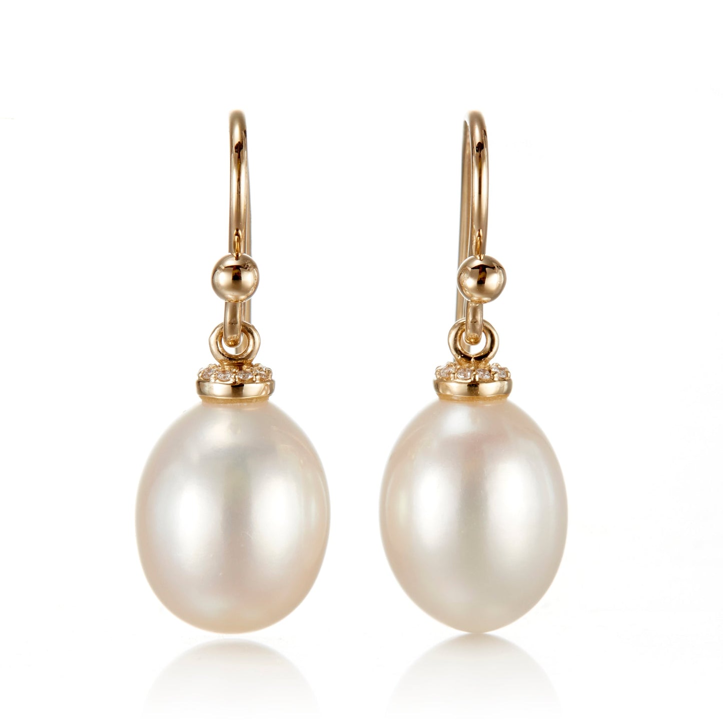 Pearl Drop Earrings with Diamond Accent