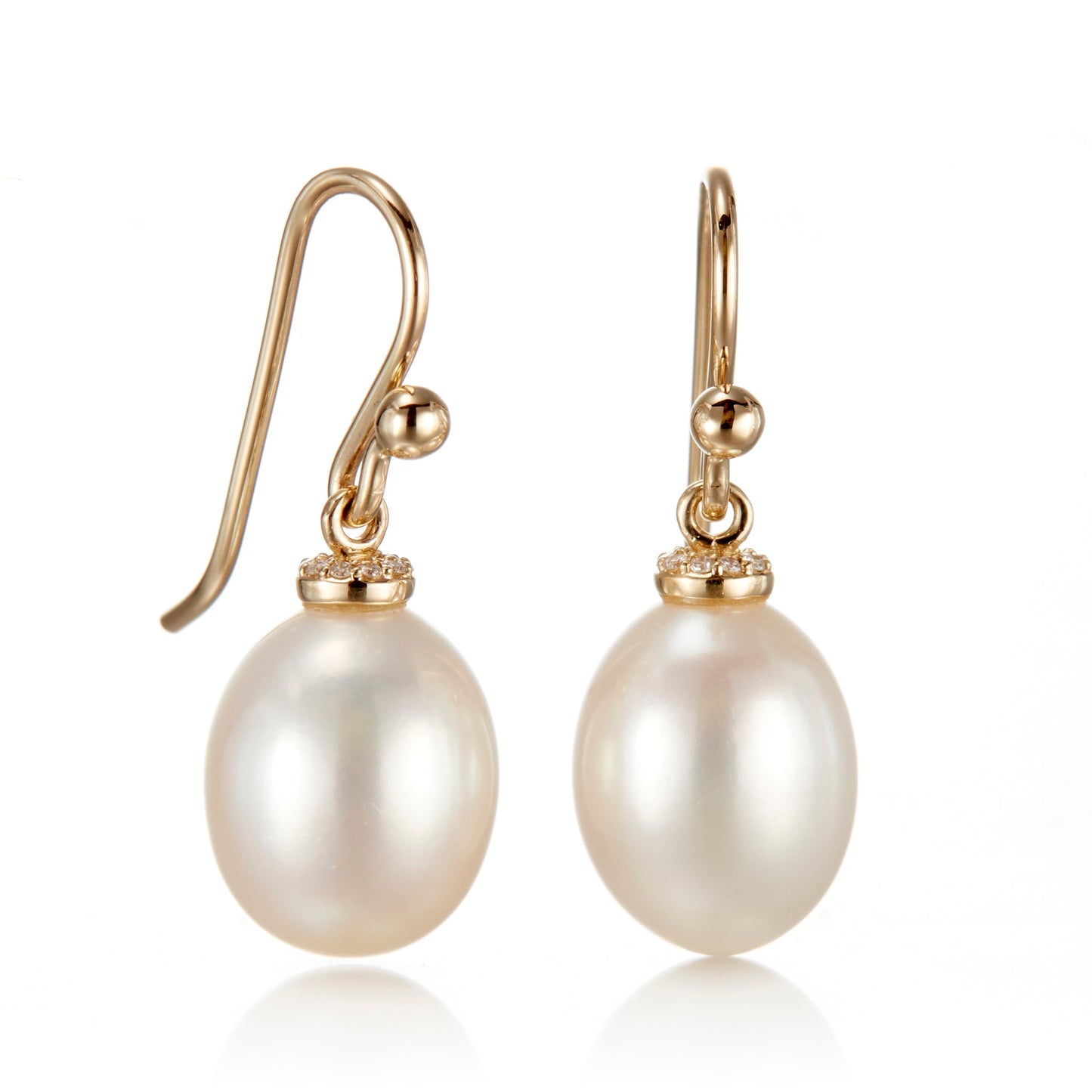 Pearl Drop Earrings with Diamond Accent