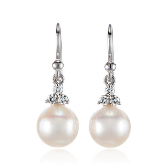 White Akoya Pearl Drop Earrings for Elegant Style