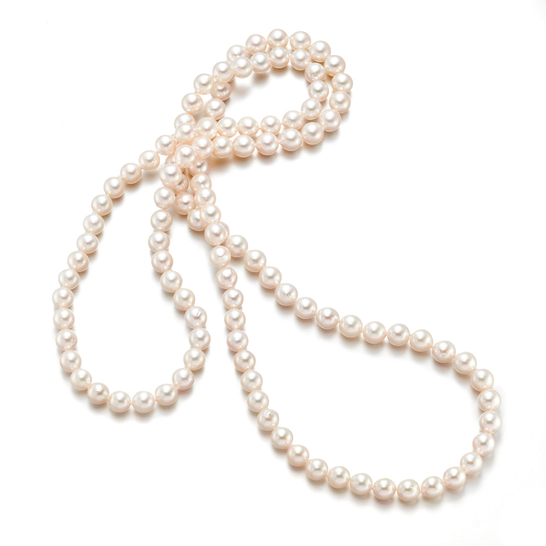 Baroque White Akoya Pearl Rope Necklace