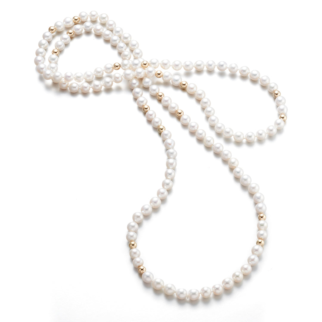 Pearl and Gold Rope Design Necklace