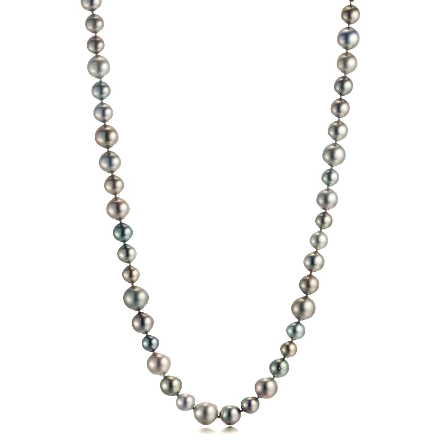 Multi-Size Gray Tahitian Pearl Long Necklace