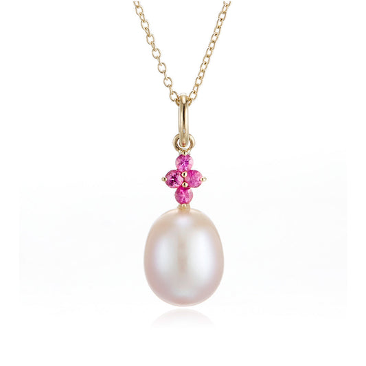 Pink Pearl and Pink Sapphire Necklace