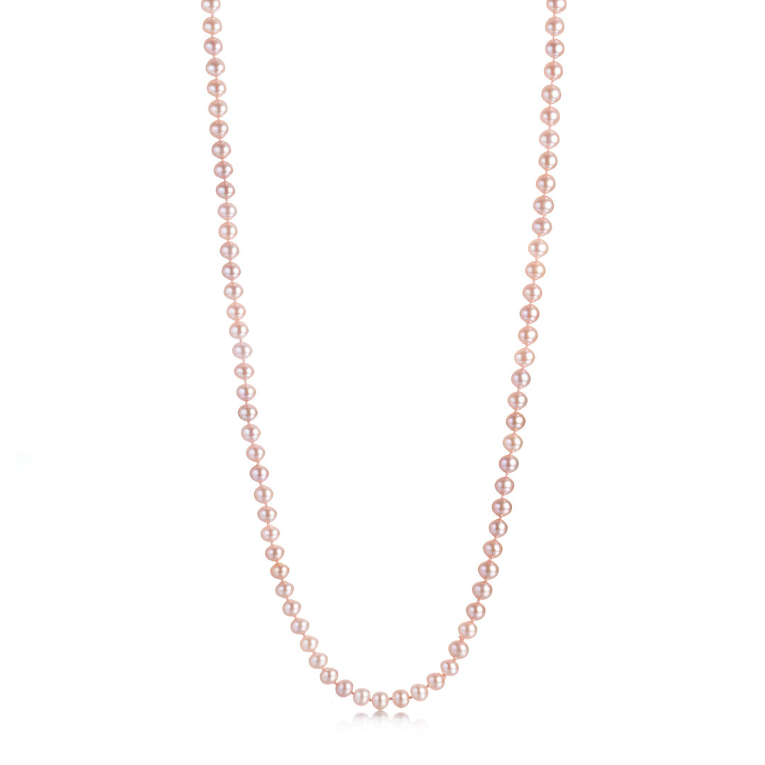 5mm Pink Pearl Rope Style Necklace