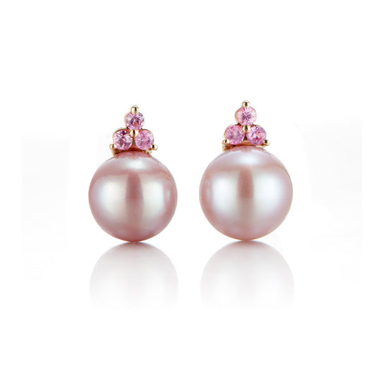 Pink Pearl and Pink Sapphire Earrings 3