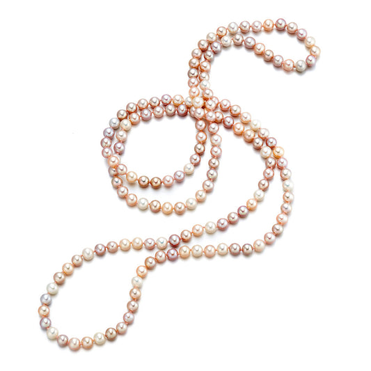 Pastel Pearl Rope Necklace in 5mm Size