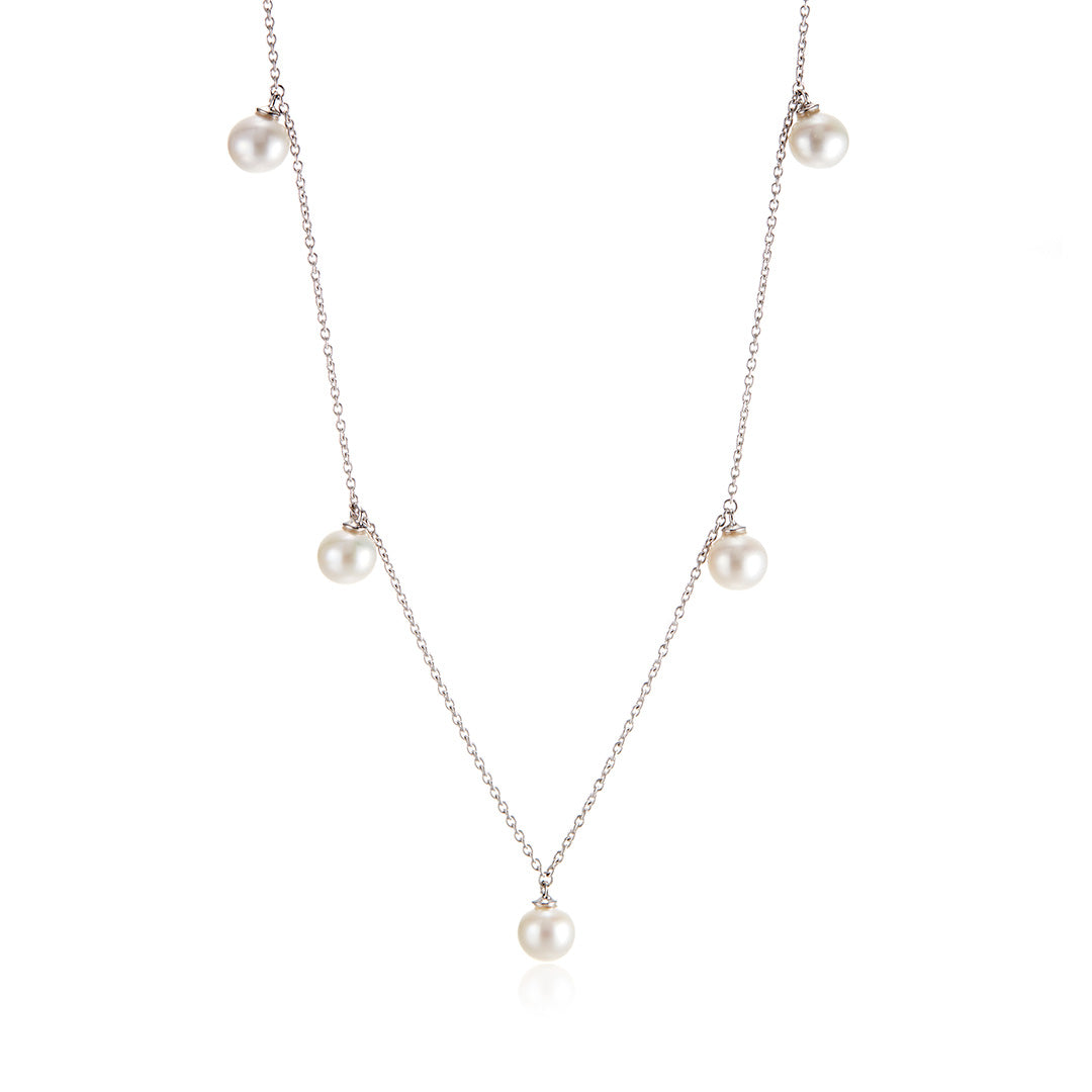 Elegant Five-Station Pearl Drop Necklace Design