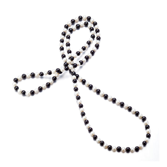 Black Nephrite Jade and White Pearl Necklace