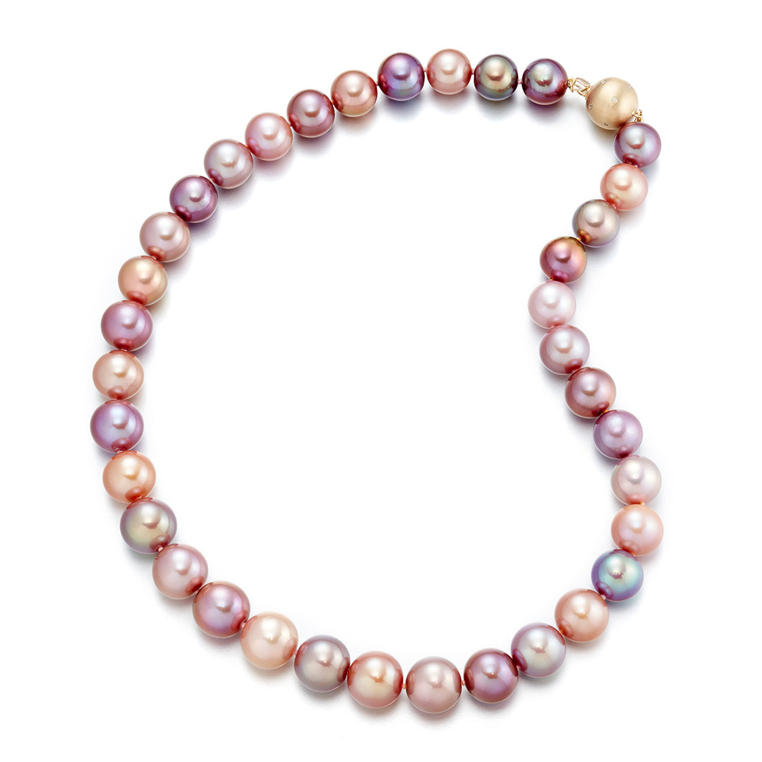 Multi-Color Pearl Necklace 11-12.5mm Size