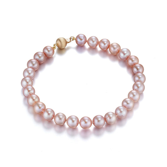 Pink Pearl Beaded Bracelet 7mm Size