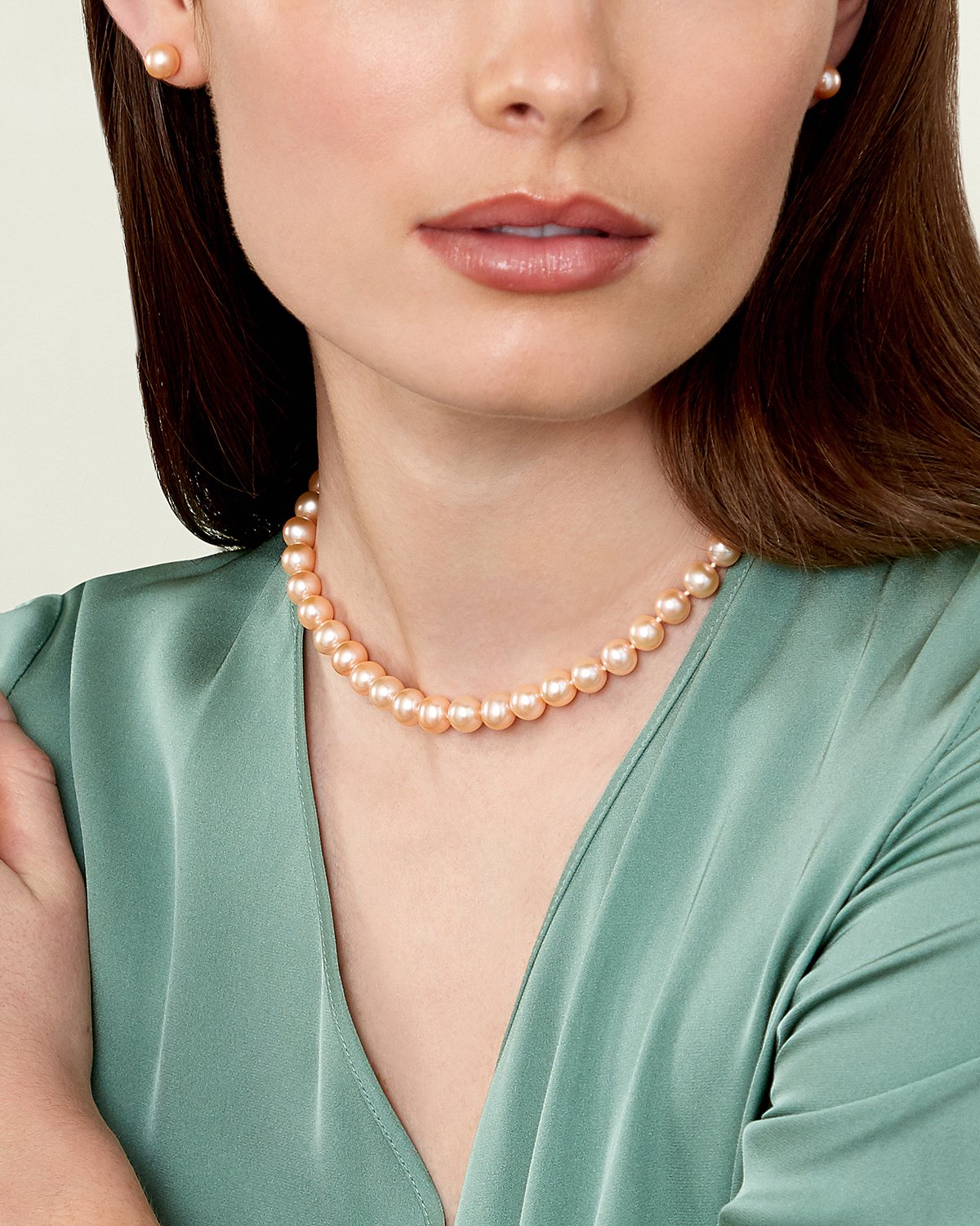 Peach Freshwater Pearl Necklace 8.0 to 8.5 Millimeters