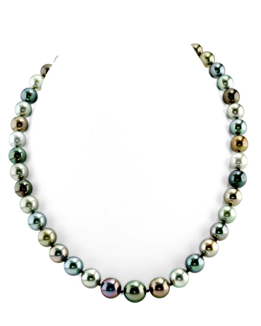 Multi-Color Tahitian Round Pearl Necklace 9-11mm