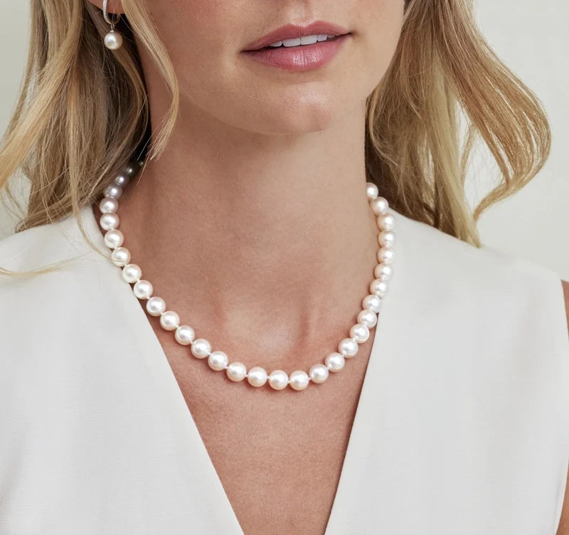 White Hanadama Akoya Pearl Necklace 9.0 to 9.5mm