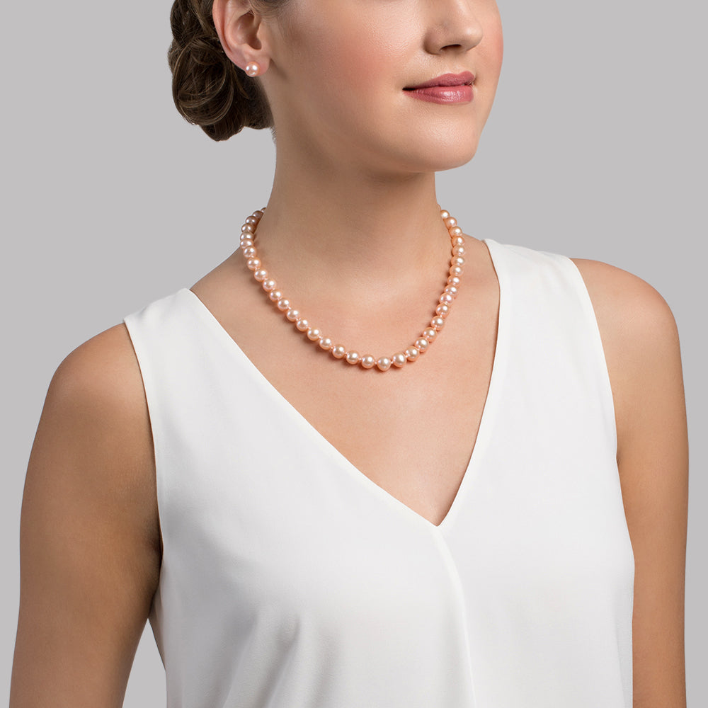 Peach Freshwater Pearl Necklace in AAAA Quality 2