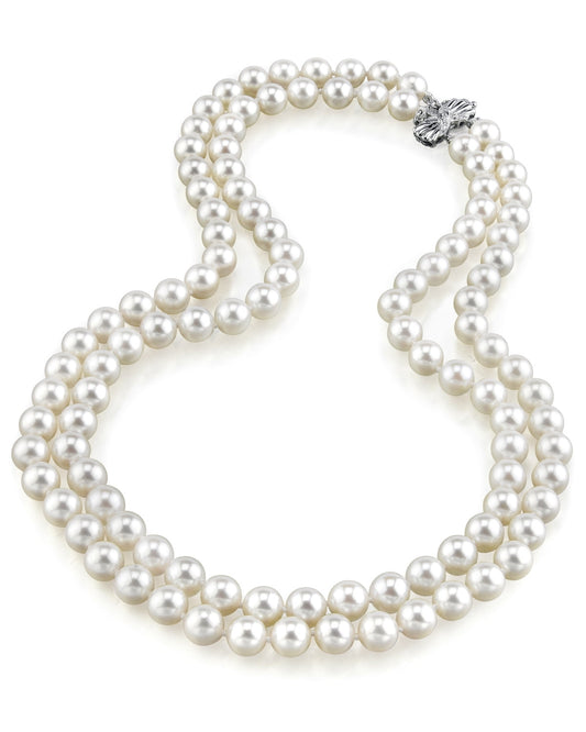 Double Strand White Freshwater Pearl Necklace 8.5-9.5mm