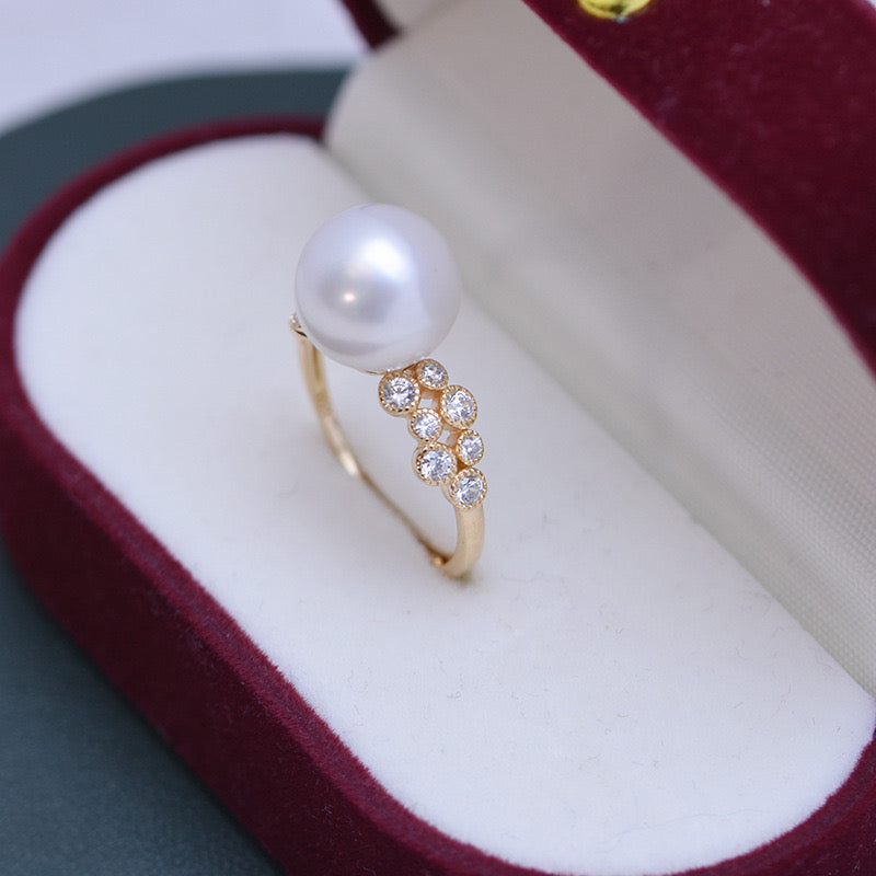 Freshwater Pearl and CZ Ring Design