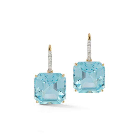 Blue Topaz Drop Earrings in 14kt Gold