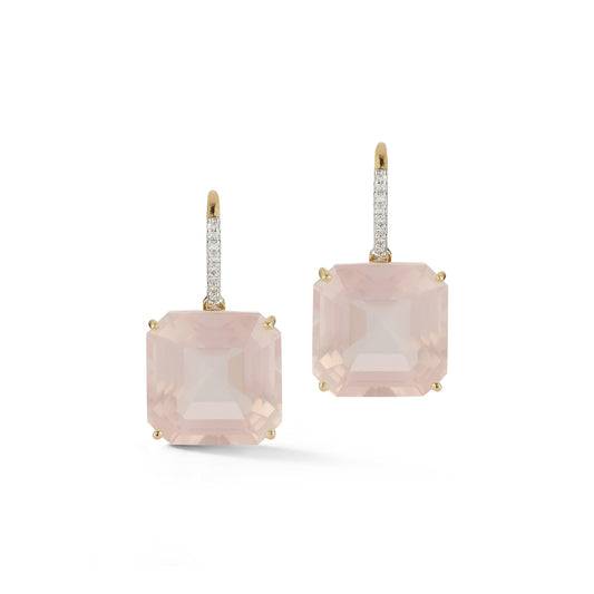 Pink Topaz Drop Earrings in 14kt Gold