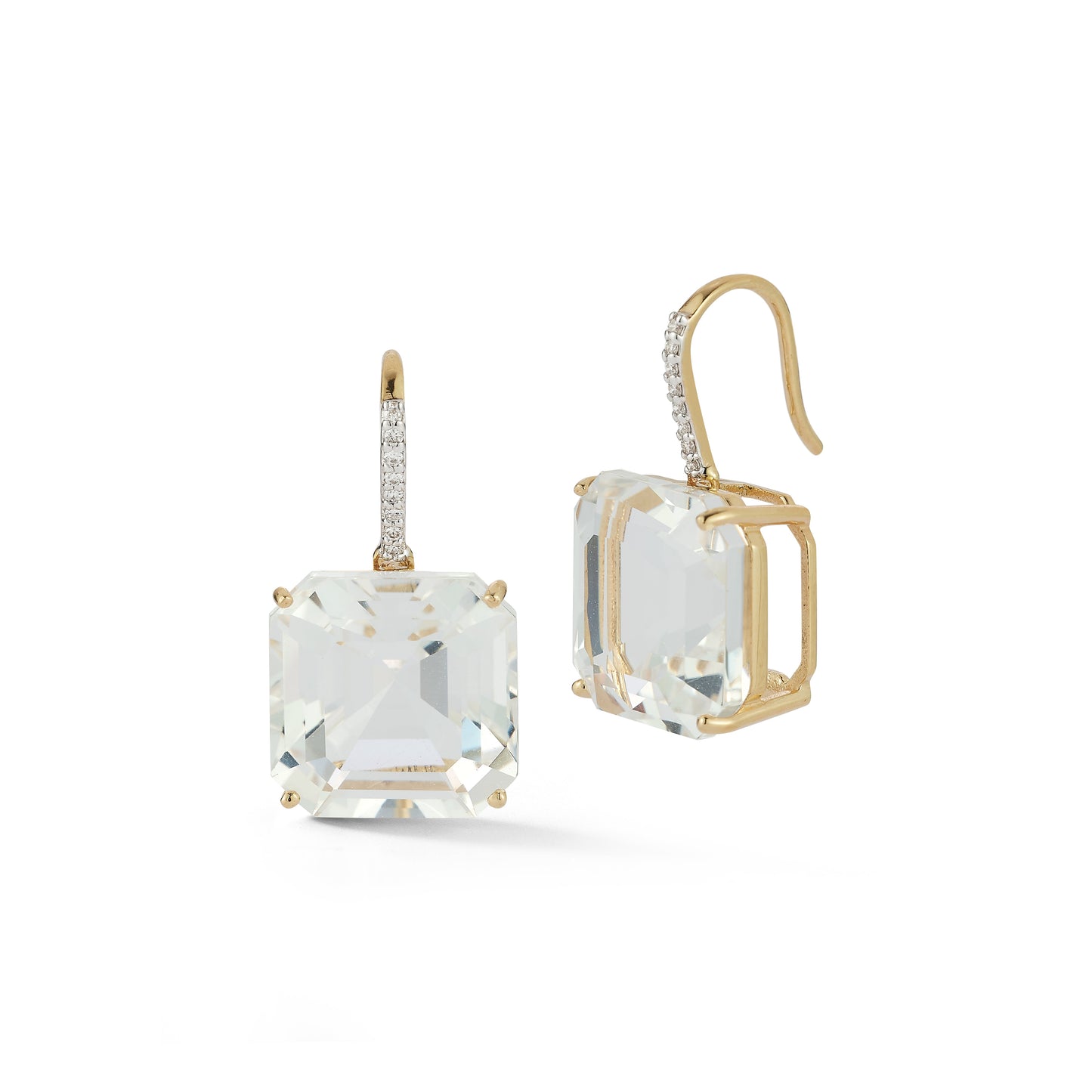 Asscher Cut White Topaz Drop Earrings