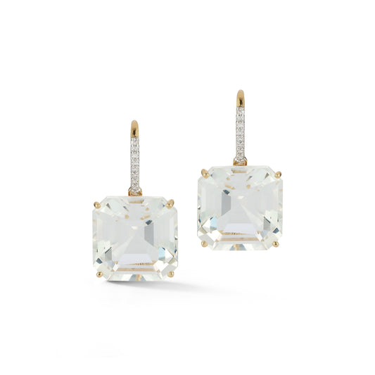 Asscher Cut White Topaz Drop Earrings