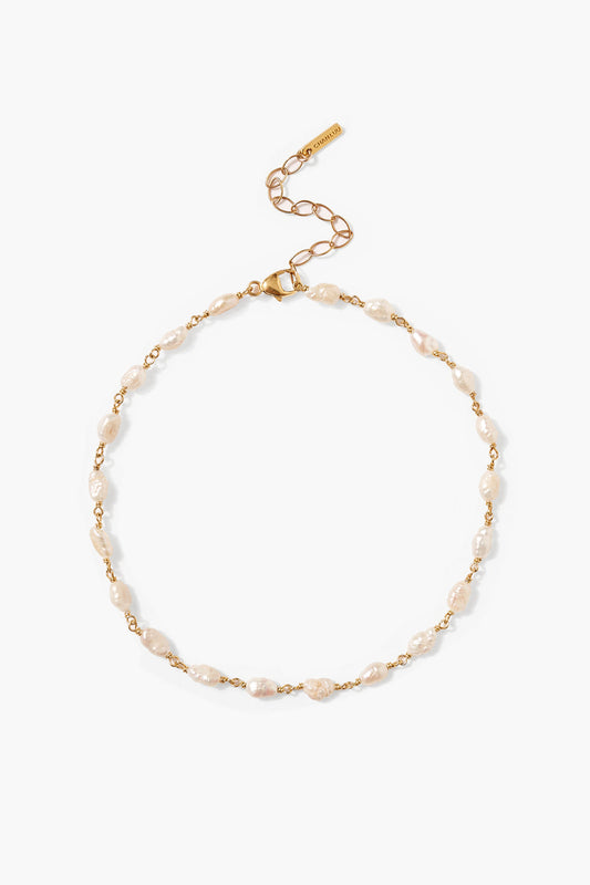 White Pearl Anklet in Elegant Design