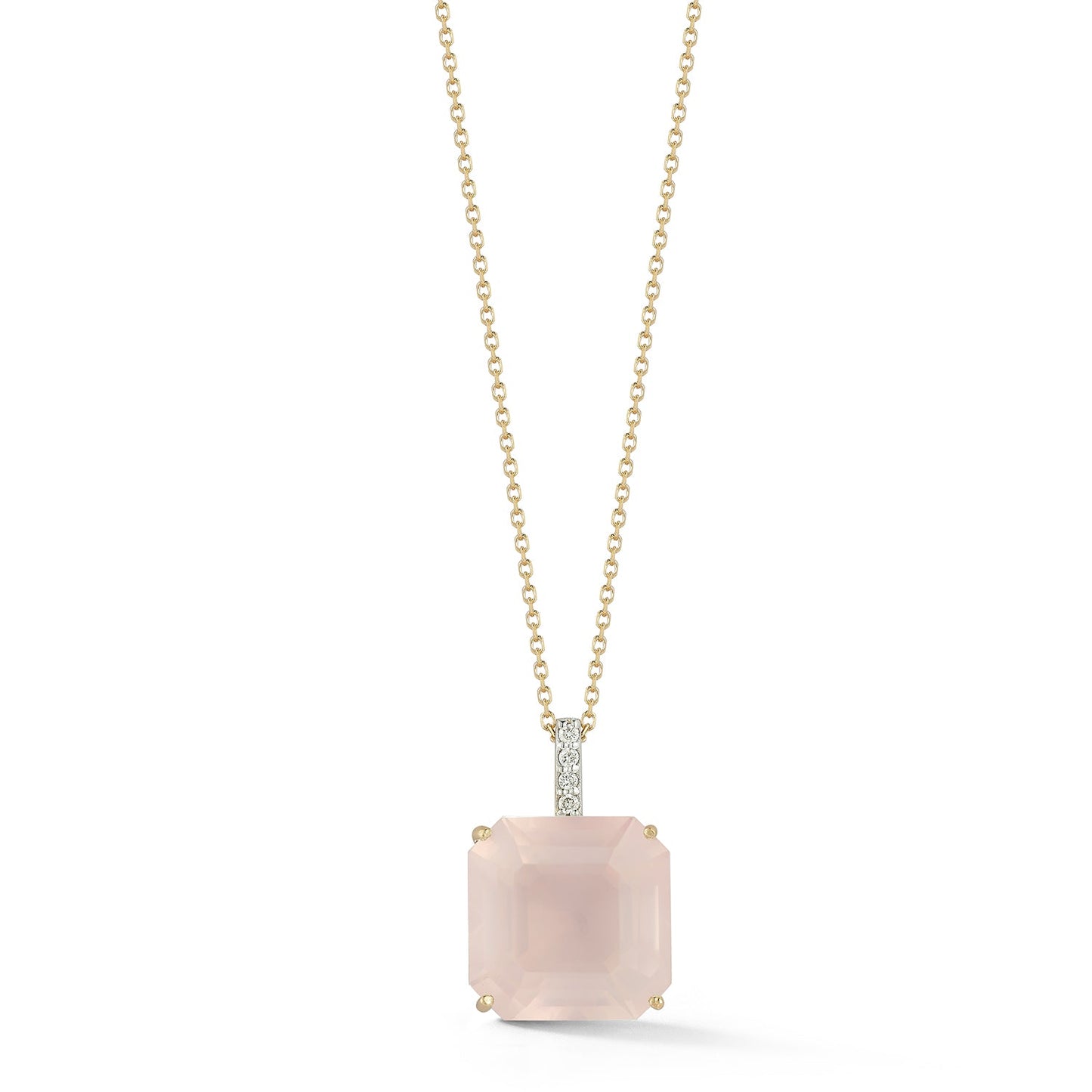 Pink Topaz Necklace with 14kt Asscher Cut Design