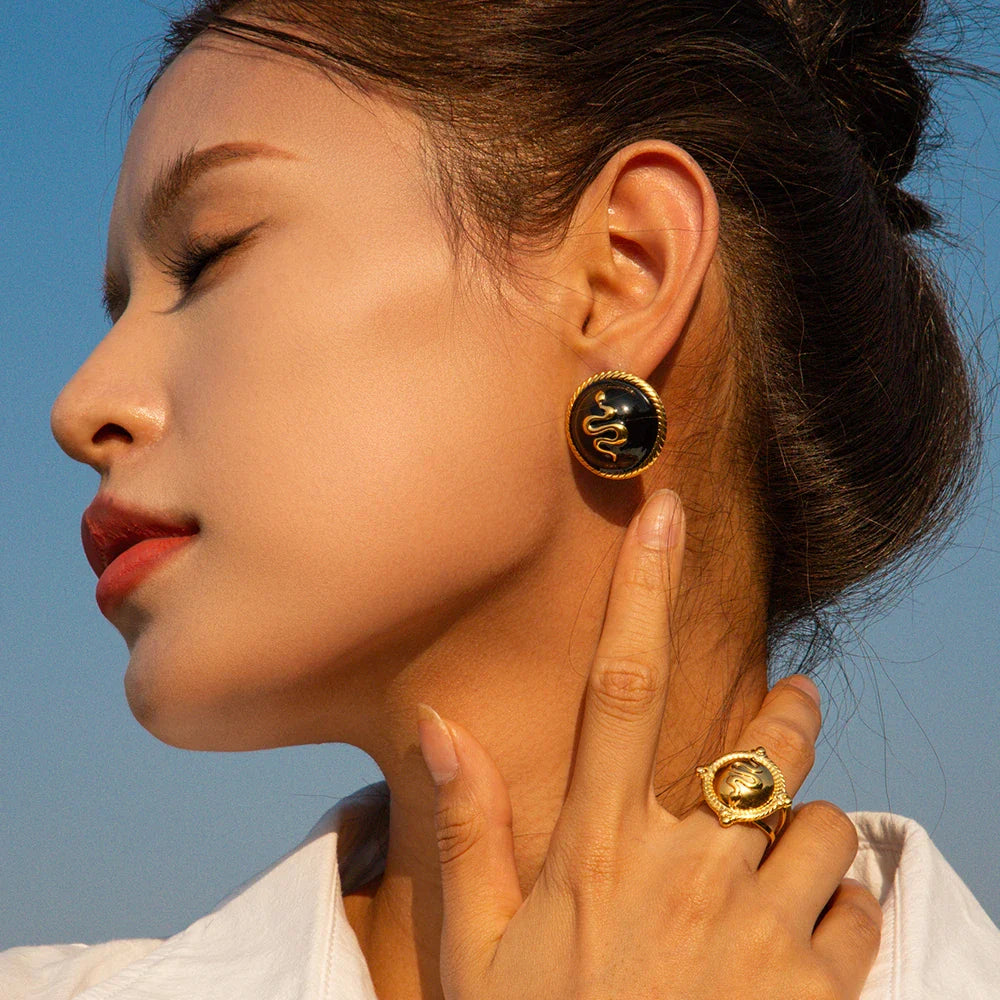 Vintage Snake Design Hoop Earrings