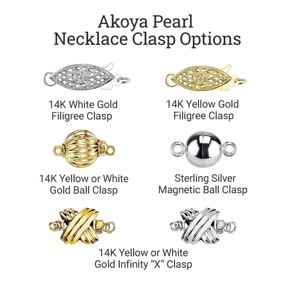 Akoya Pearl Necklace in White, 7.0-7.5mm Size