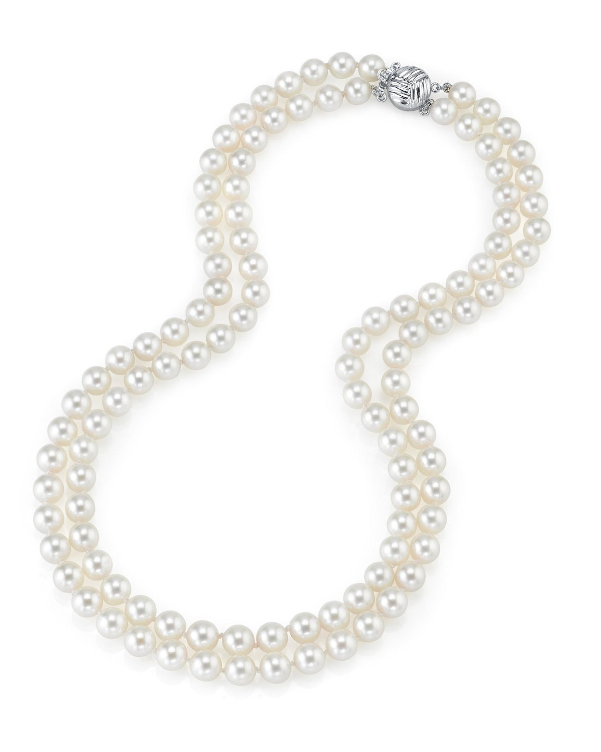 White Freshwater Pearl Double Strand Necklace 6.5-7.0mm