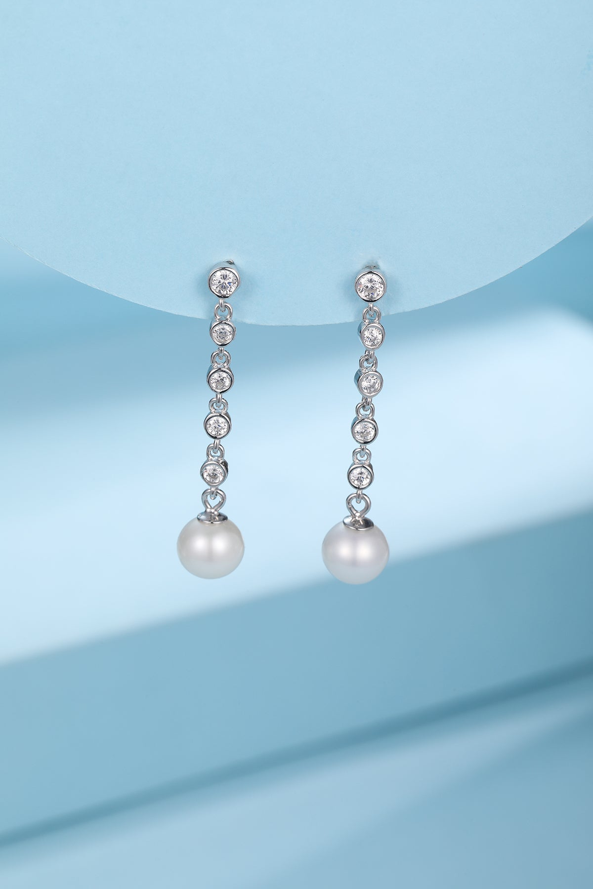 Freshwater Pearl and Cubic Zirconia Drop Earrings