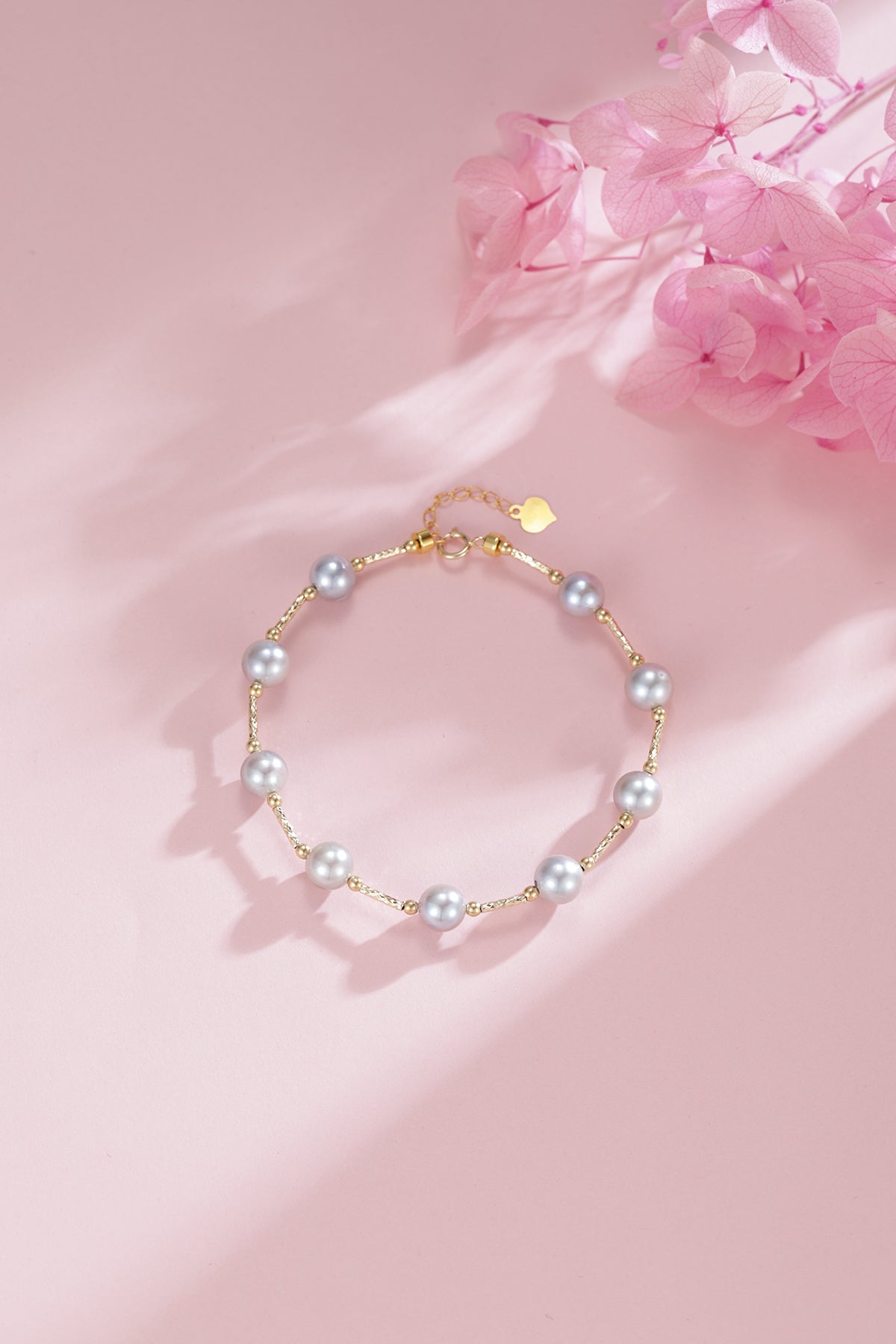 Blue Pearl Tincup Bracelet in Silver and Gold