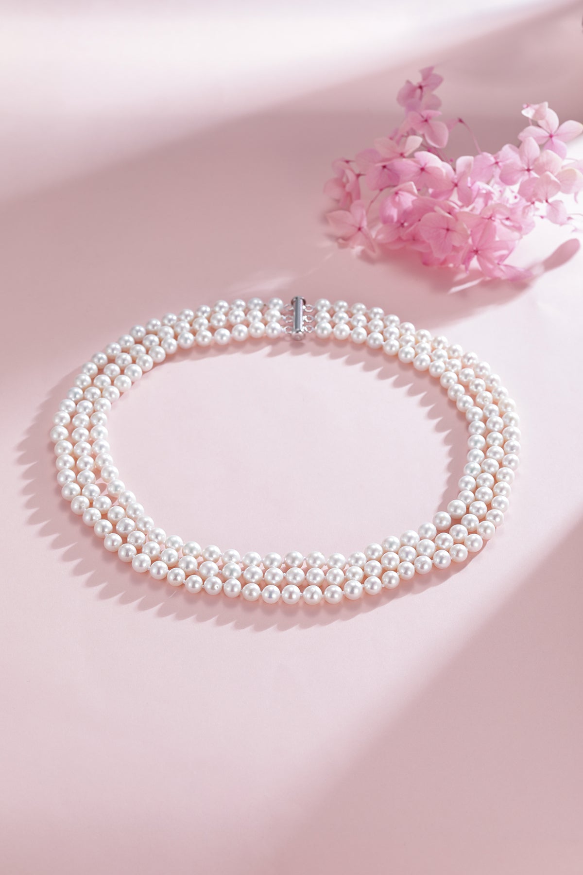 Triple Strand Freshwater Pearl Necklace and Bracelet Set