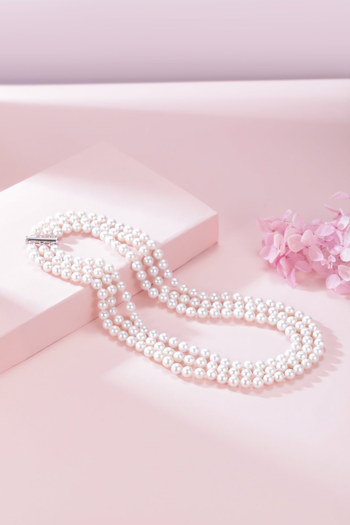 Triple Strand Freshwater Pearl Necklace and Bracelet Set