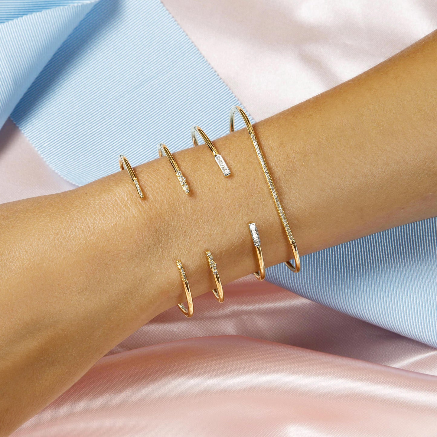 Diamond Baguette Line Cuff Bracelet