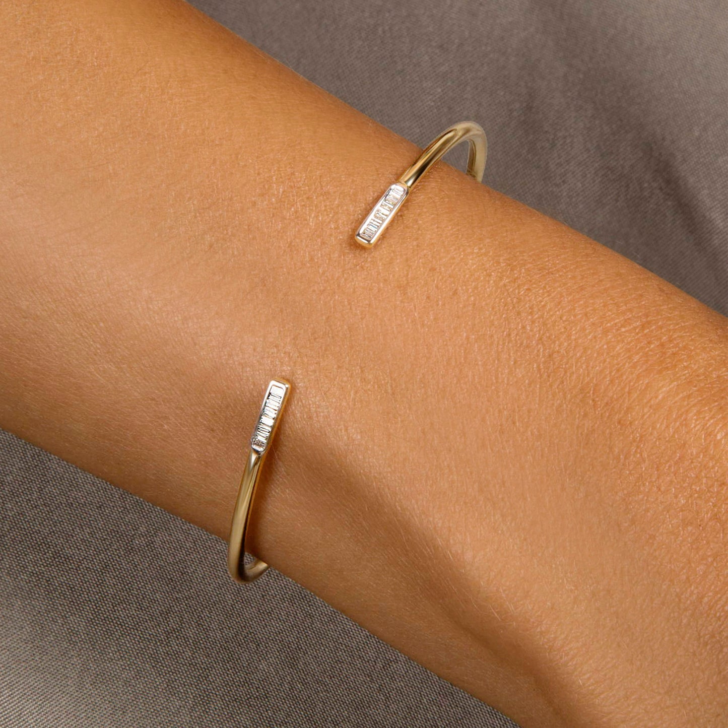 Diamond Baguette Line Cuff Bracelet