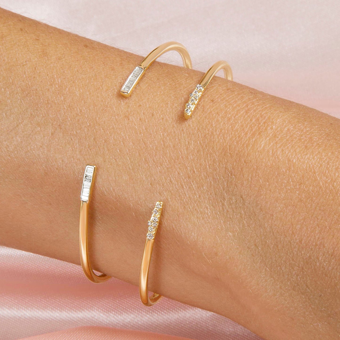 Diamond Baguette Line Cuff Bracelet