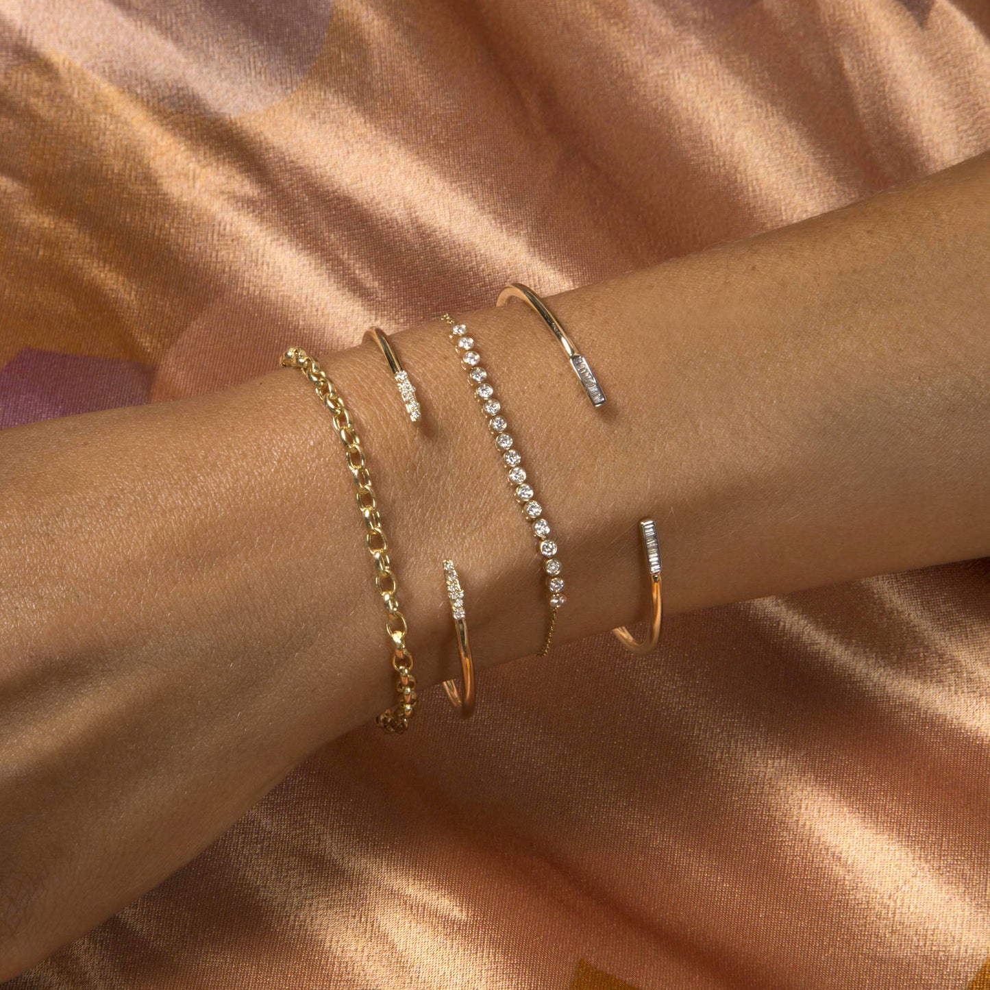 Diamond Baguette Line Cuff Bracelet