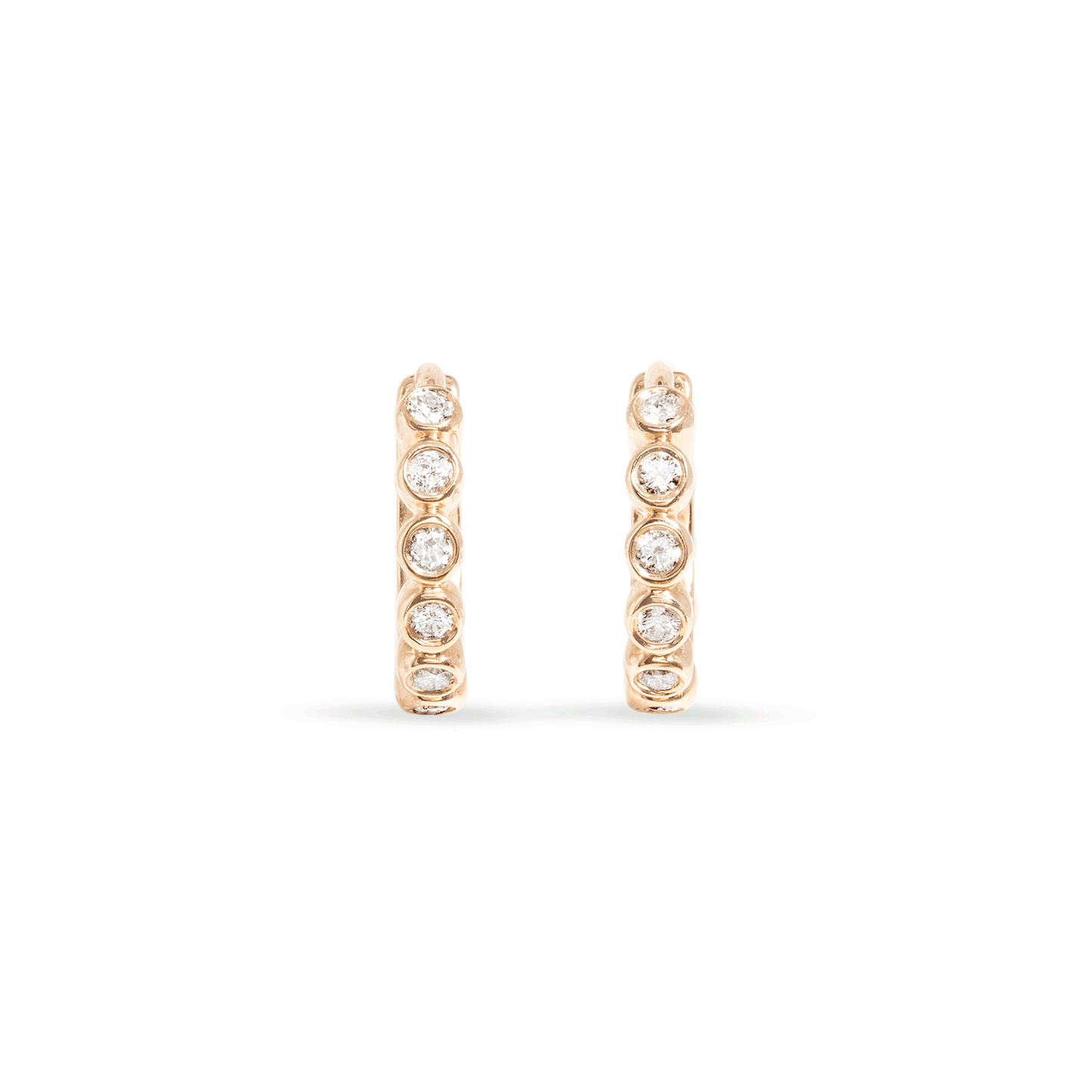 Diamond Bezel Huggie Earrings in Silver