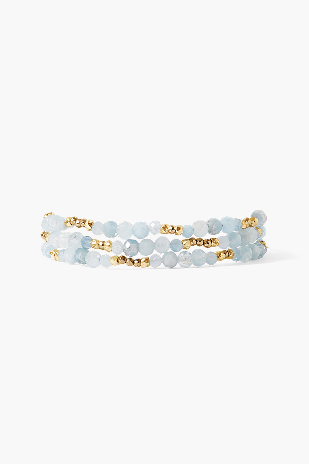 Aquamarine Gold Triple Wrap Bracelet