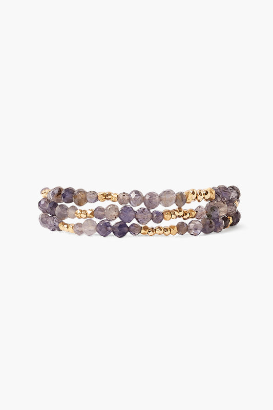 Triple Wrap Bracelet Iolite Gold