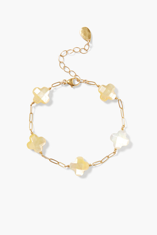 Yellow MOP Clover Bracelet