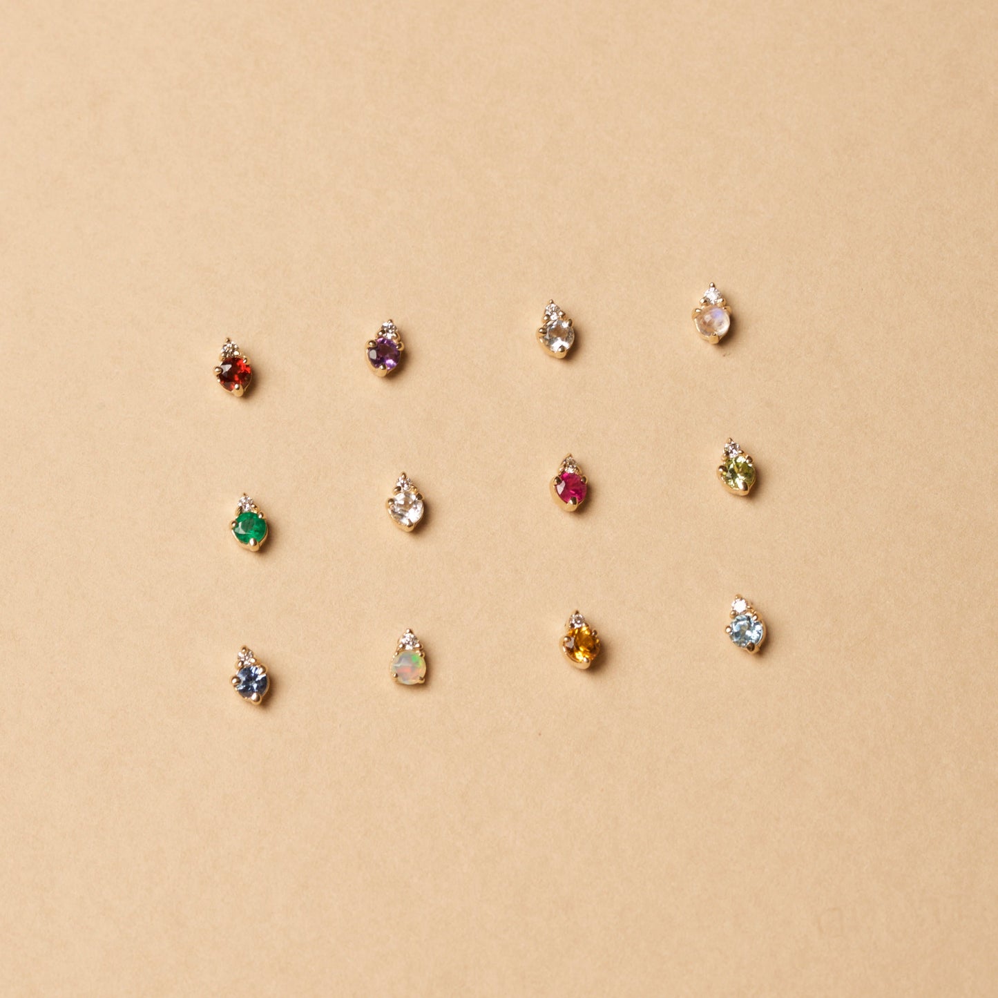 Birthstone and Diamond Stud Earrings for Women