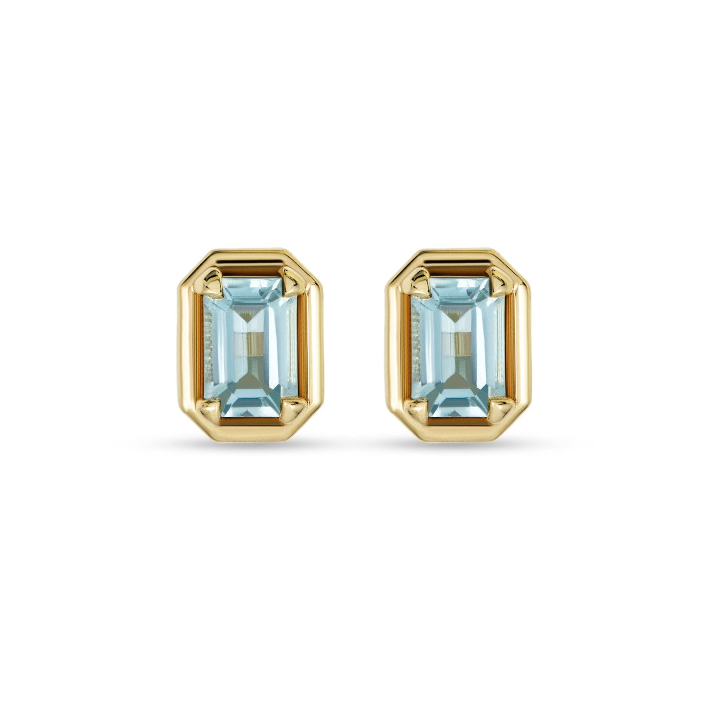 Emerald Cut Birthstone Stud Earrings