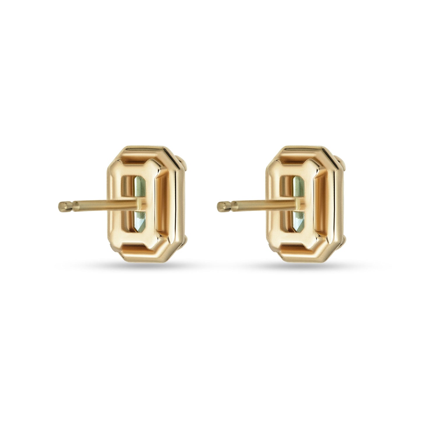 Emerald Cut Birthstone Stud Earrings