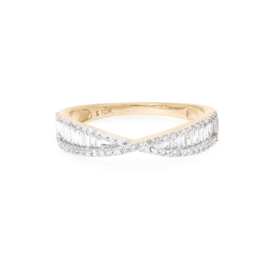 Bold Crossover Ring with Diamond Accent